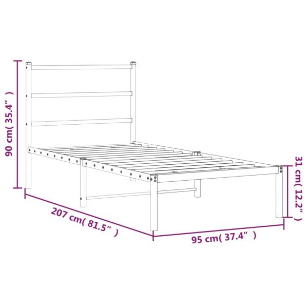 Bettgestell mit Kopfteil Metall Schwarz 90x200 cm