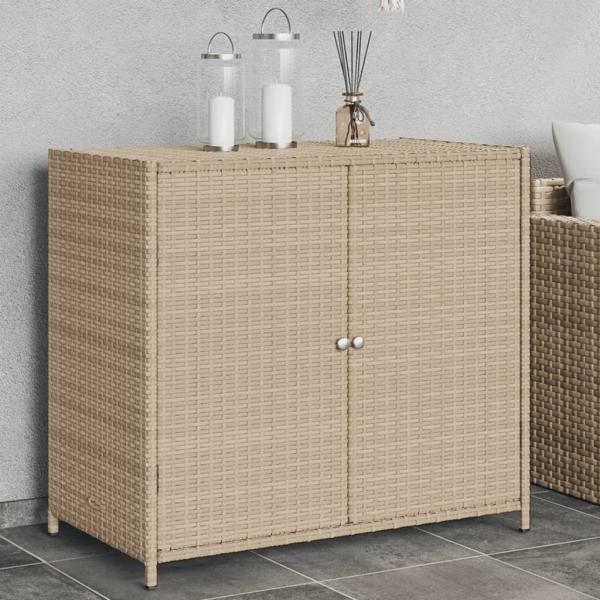 ARDEBO.de - Gartenschrank Beige 83x45x76 cm Poly Rattan