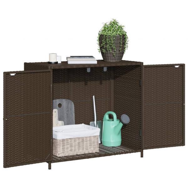 Gartenschrank Braun 83x45x76 cm Poly Rattan