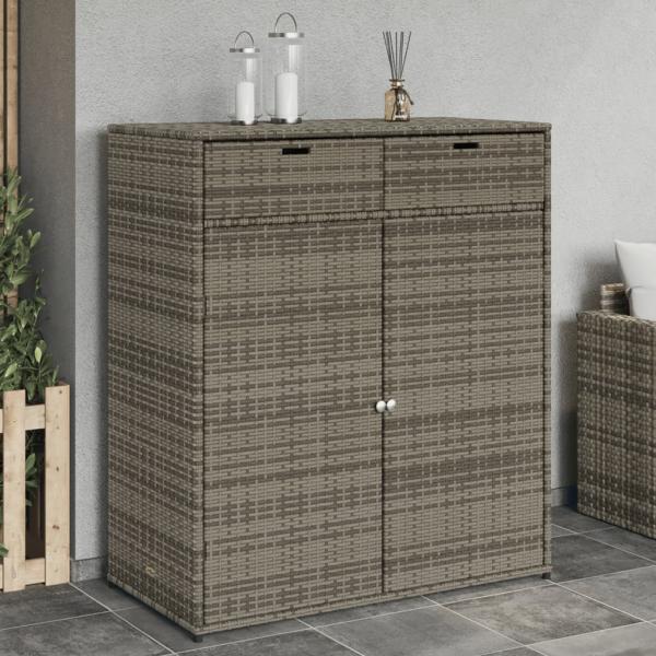 ARDEBO.de - Gartenschrank Grau 105x55x113 cm Poly Rattan