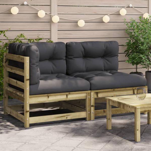 ARDEBO.de - Gartensofa mit Kissen 2-Sitzer Kiefernholz Imprägniert