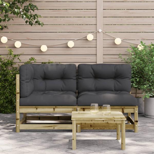 Gartensofa mit Kissen 2-Sitzer Kiefernholz Imprägniert