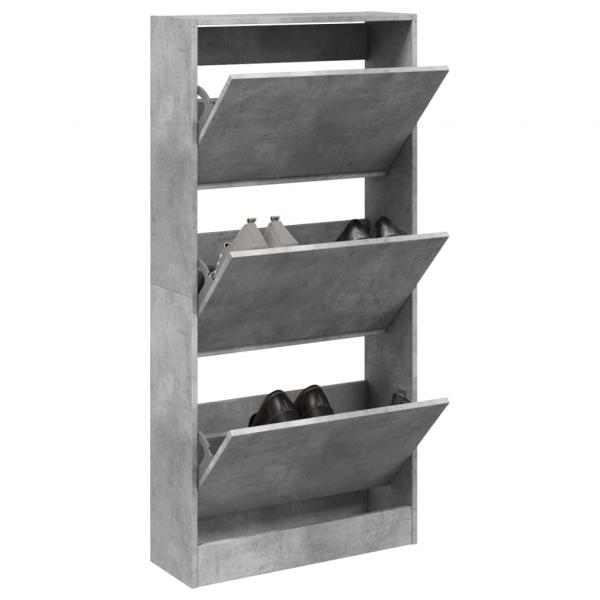 ARDEBO.de - Schuhschrank Betongrau 60x21x125,5 cm Holzwerkstoff