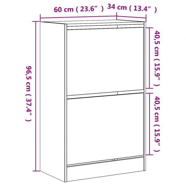 Schuhschrank Betongrau 60x34x96,5 cm Holzwerkstoff