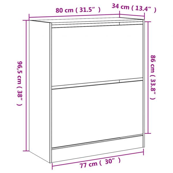 Schuhschrank Betongrau 80x34x96,5 cm Holzwerkstoff