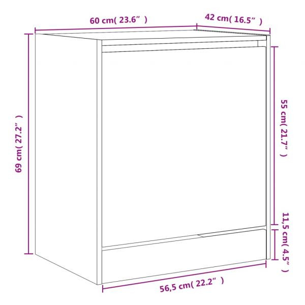 Schuhschrank Betongrau 60x42x69 cm Holzwerkstoff