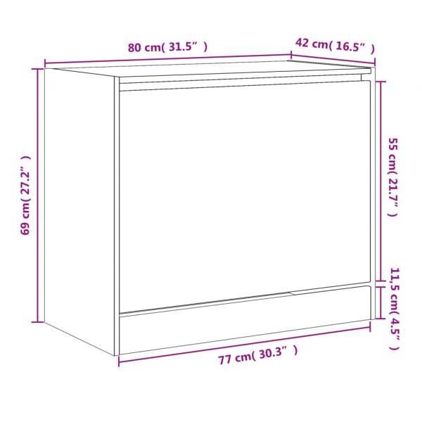 Schuhschrank Braun Eichen-Optik 80x42x69 cm Holzwerkstoff