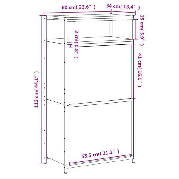 Schuhschrank Grau Sonoma 60x34x112 cm Holzwerkstoff