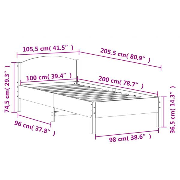 Massivholzbett ohne Matratze Weiß 100x200 cm Kiefernholz