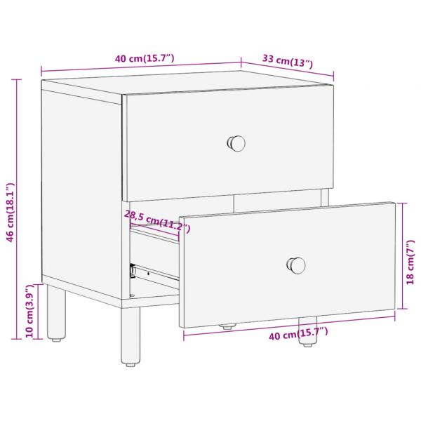 Nachttische 2 Stk. 40x33x46 cm Massivholz Akazie