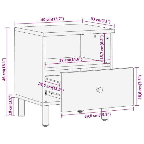 Nachttisch 40x33x46 cm Massivholz Akazie