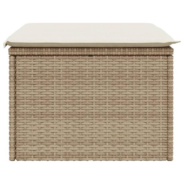 Gartenhocker mit Kissen Beige 55x55x37 cm Poly Rattan