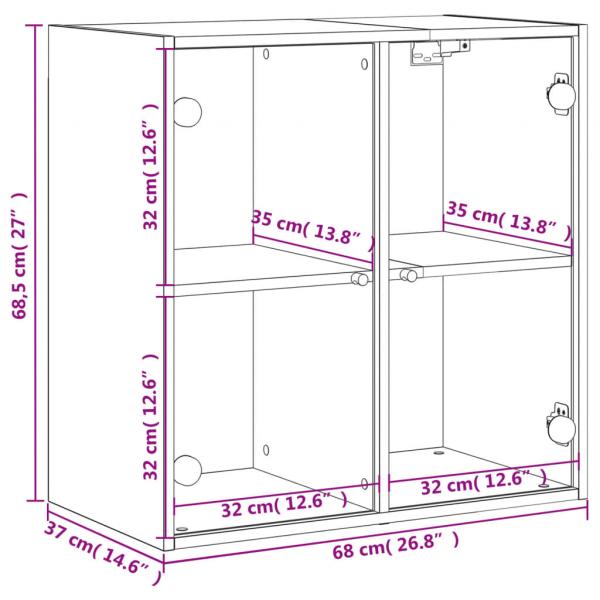 Wandschrank mit Glastüren Betongrau 68x37x68,5 cm