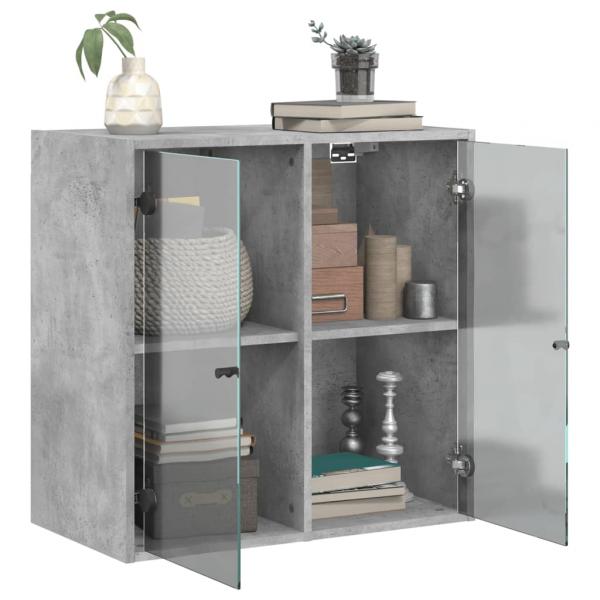 Wandschrank mit Glastüren Betongrau 68x37x68,5 cm