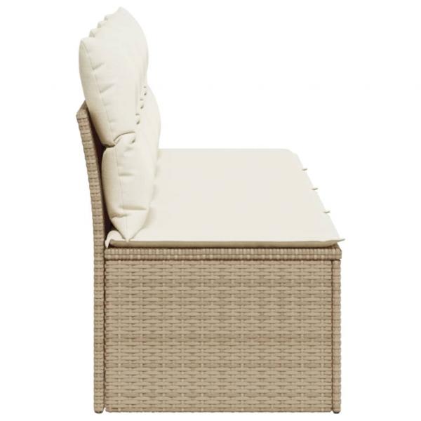 Gartensofa mit Kissen 4-Sitzer Beige Poly Rattan