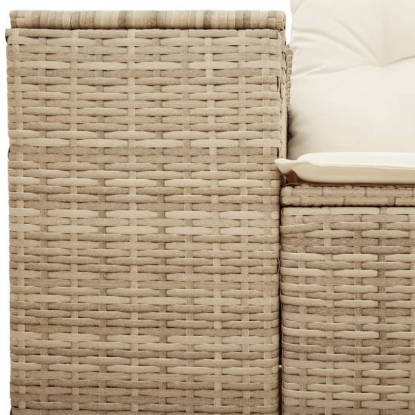 Gartensofa mit Kissen 2-Sitzer Beige Poly Rattan