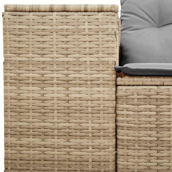 Gartensofa mit Kissen 2-Sitzer Beige Poly Rattan