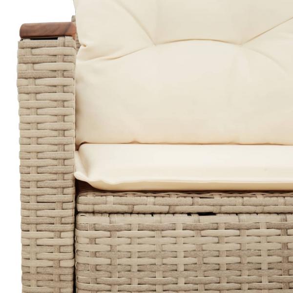 Gartensofa mit Kissen 2-Sitzer Beige Poly Rattan