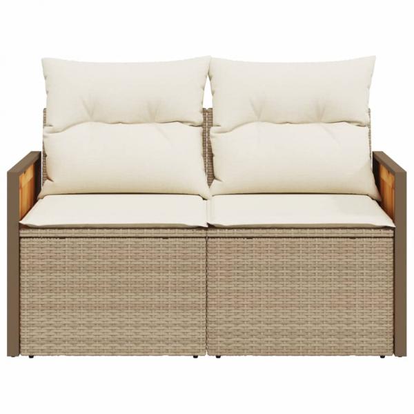 Gartensofa mit Kissen 2-Sitzer Beige Poly Rattan