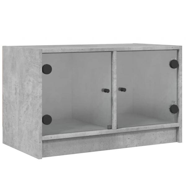 TV-Schrank mit Glastüren Betongrau 68x37x42 cm