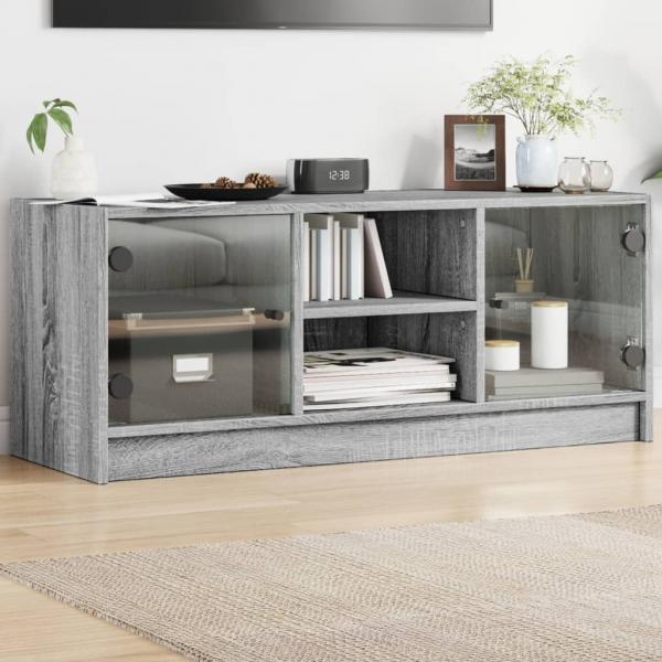 ARDEBO.de - TV-Schrank mit Glastüren Grau Sonoma 102x37x42 cm