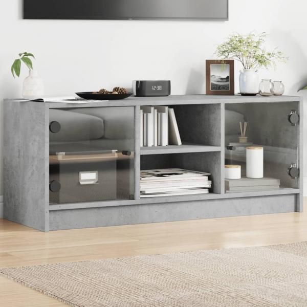 ARDEBO.de - TV-Schrank mit Glastüren Betongrau 102x37x42 cm