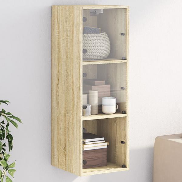 ARDEBO.de - Wandschrank mit Glastüren Sonoma-Eiche 35x37x100 cm