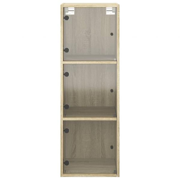 Wandschrank mit Glastüren Sonoma-Eiche 35x37x100 cm