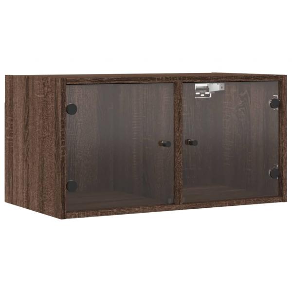 Wandschrank mit Glastüren Braun Eichen-Optik 68,5x37x35 cm