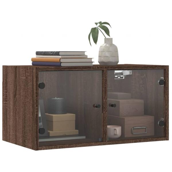 Wandschrank mit Glastüren Braun Eichen-Optik 68,5x37x35 cm