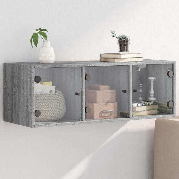 ARDEBO.de - Wandschrank mit Glastüren Grau Sonoma 102x37x35 cm