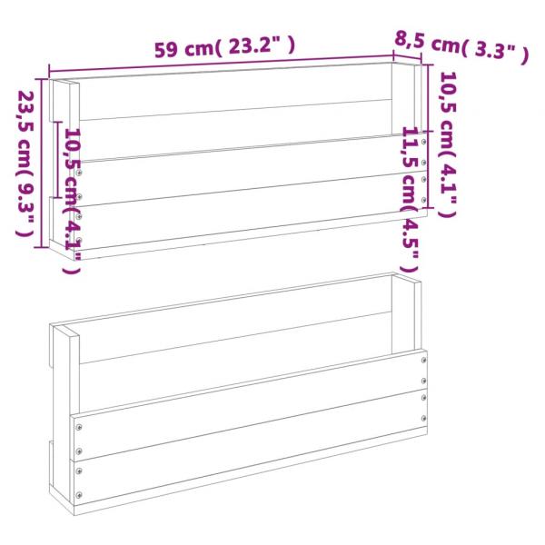 Wand-Schuhregale 2 Stk. Wachsbraun 59x8,5x23,5 cm Massivholz