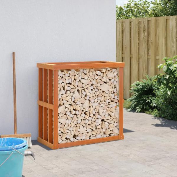 Outdoor-Kaminholzregal Wachsbraun 109x52x106 cm Massivholz