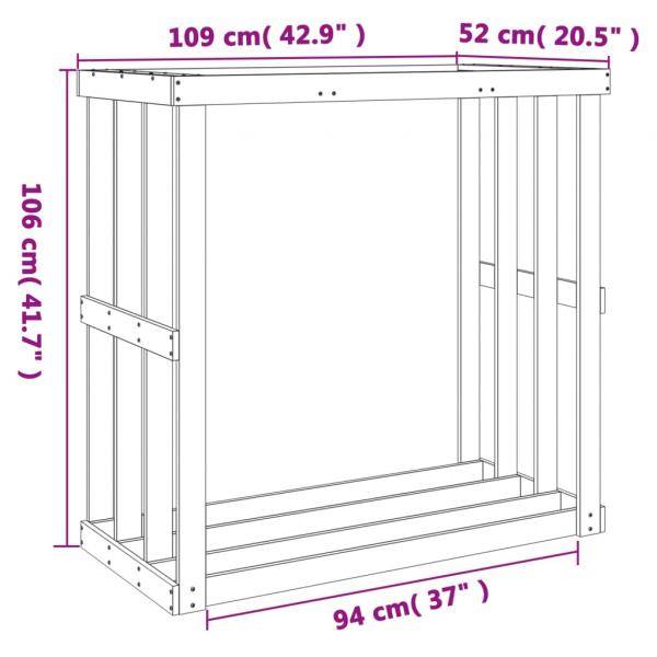 Outdoor-Kaminholzregal Wachsbraun 109x52x106 cm Massivholz