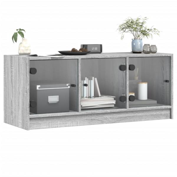 TV-Schrank mit Glastüren Grau Sonoma 102x37x42 cm