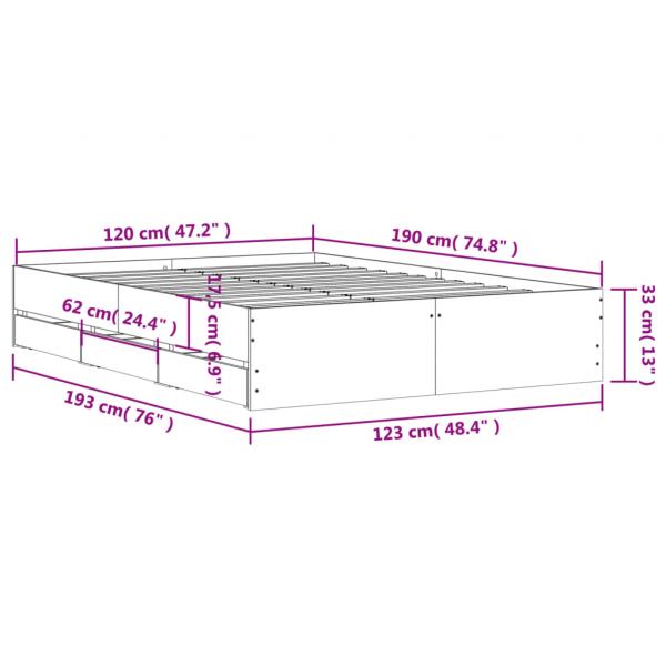 Bettgestell mit Schubladen Braun Eichen-Optik 120x190 cm