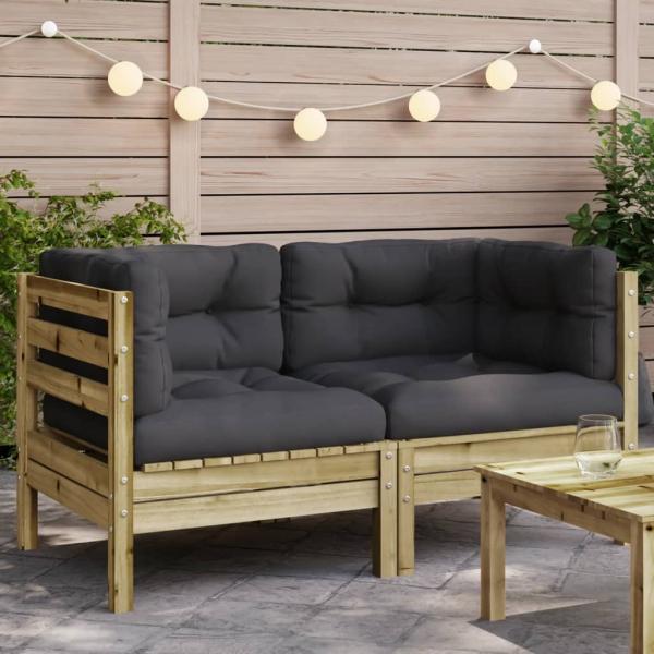 ARDEBO.de - Garten-Ecksofa mit Kissen 2 Stk. Kiefernholz Imprägniert