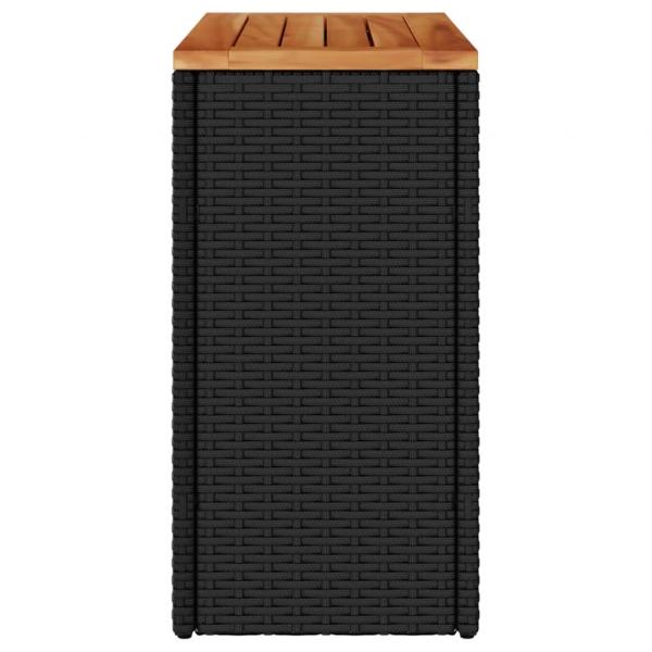 Garten-Beistelltisch mit Holzplatte Schwarz 58x27,5x55cm Rattan