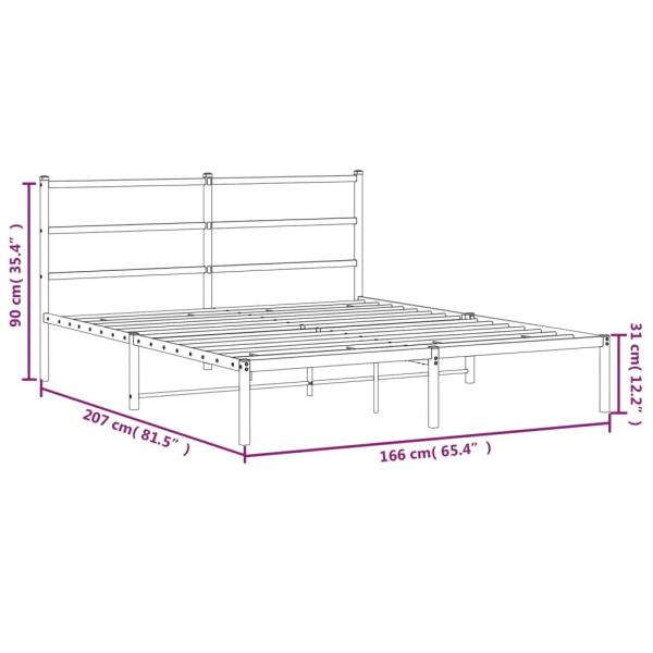 Bettgestell mit Kopfteil Metall Schwarz 160x200 cm