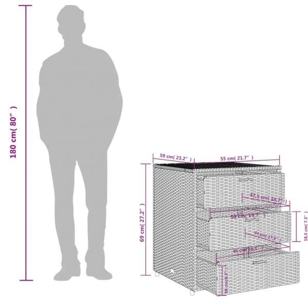 Gartenschrank Grau 55x59x69 cm Poly Rattan