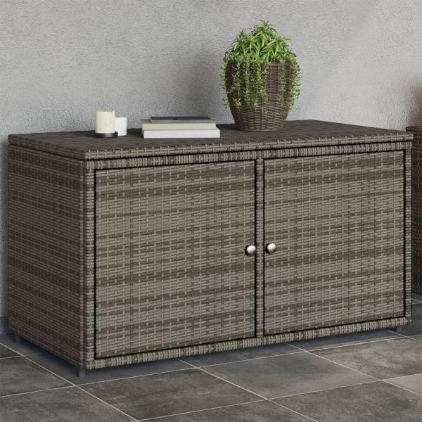 ARDEBO.de - Gartenschrank Grau 110x55x60,5 cm Poly Rattan