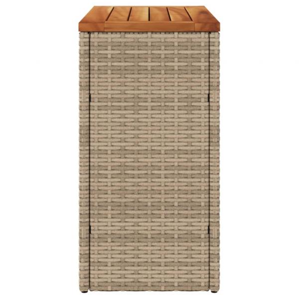 Garten-Beistelltisch Holzplatte Beige 58x27,5x55 cm Poly Rattan