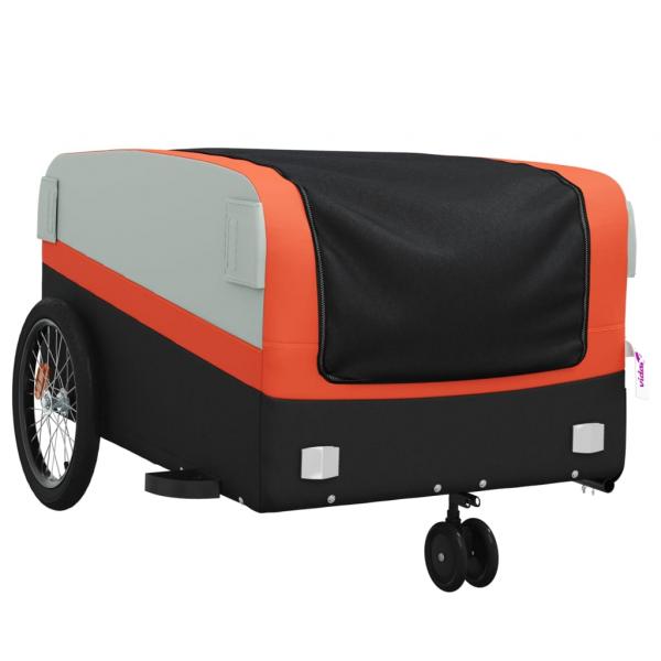 Fahrradanhänger Schwarz und Orange 45 kg Eisen