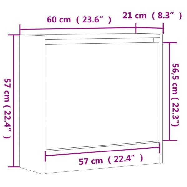 Schuhschrank Schwarz 60x21x57 cm Holzwerkstoff