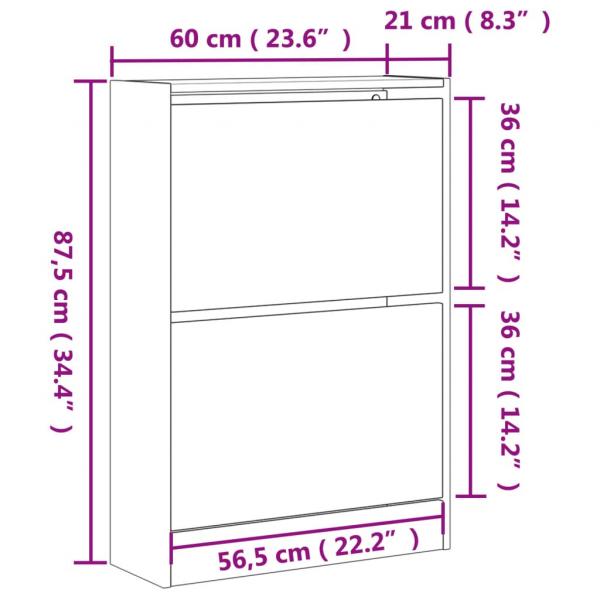 Schuhschrank Braun Eichen-Optik 60x21x87,5 cm Holzwerkstoff