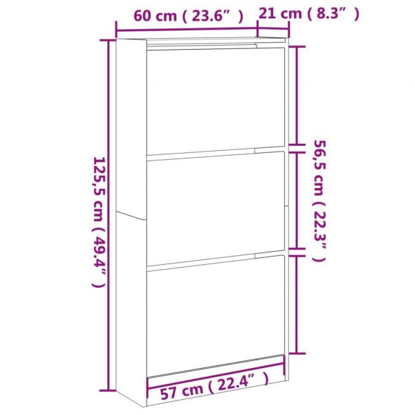 Schuhschrank Schwarz 60x21x125,5 cm Holzwerkstoff