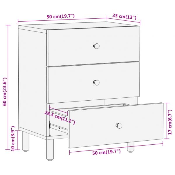 Nachttisch 50x33x60 cm Massivholz Akazie