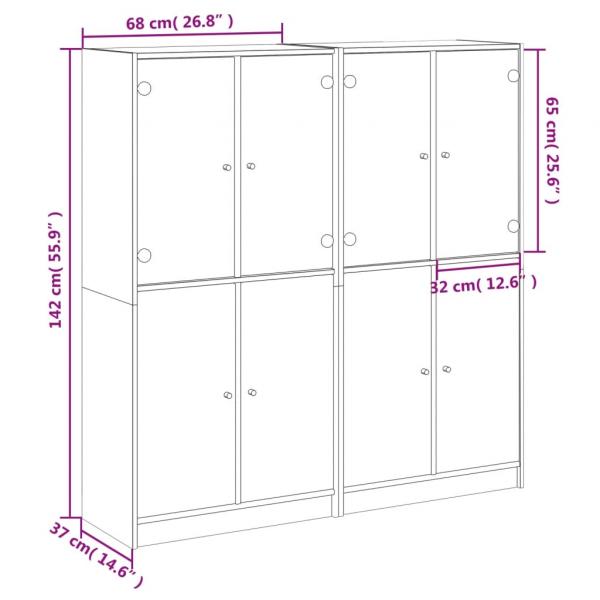 Bücherschrank mit Türen Weiß 136x37x142 cm Holzwerkstoff