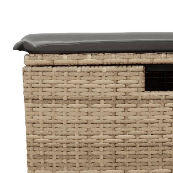 Gartenhocker mit Kissen Beige 55x55x37 cm Poly Rattan