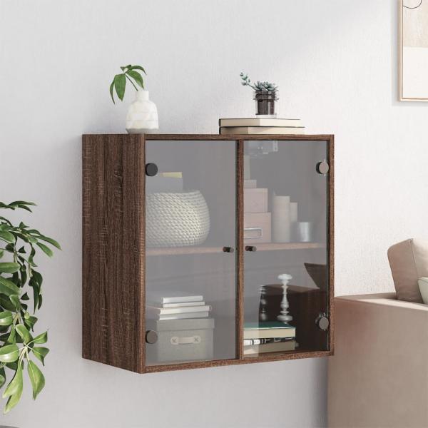 Wandschrank mit Glastüren Braun Eichen-Optik 68x37x68,5 cm